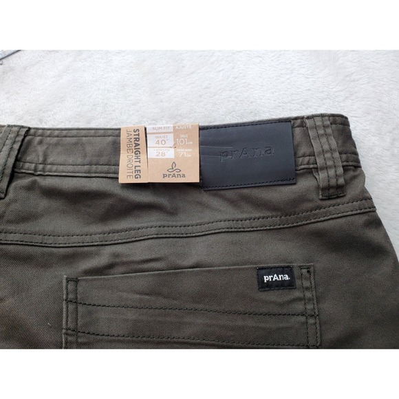 prAna Bridger Jeans Men Size 40 Gray Denim Flat Front Slim Fit Straight Leg Logo - Picture 7 of 9